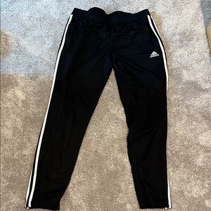 Adidas Kids Black Joggers with White Stripes